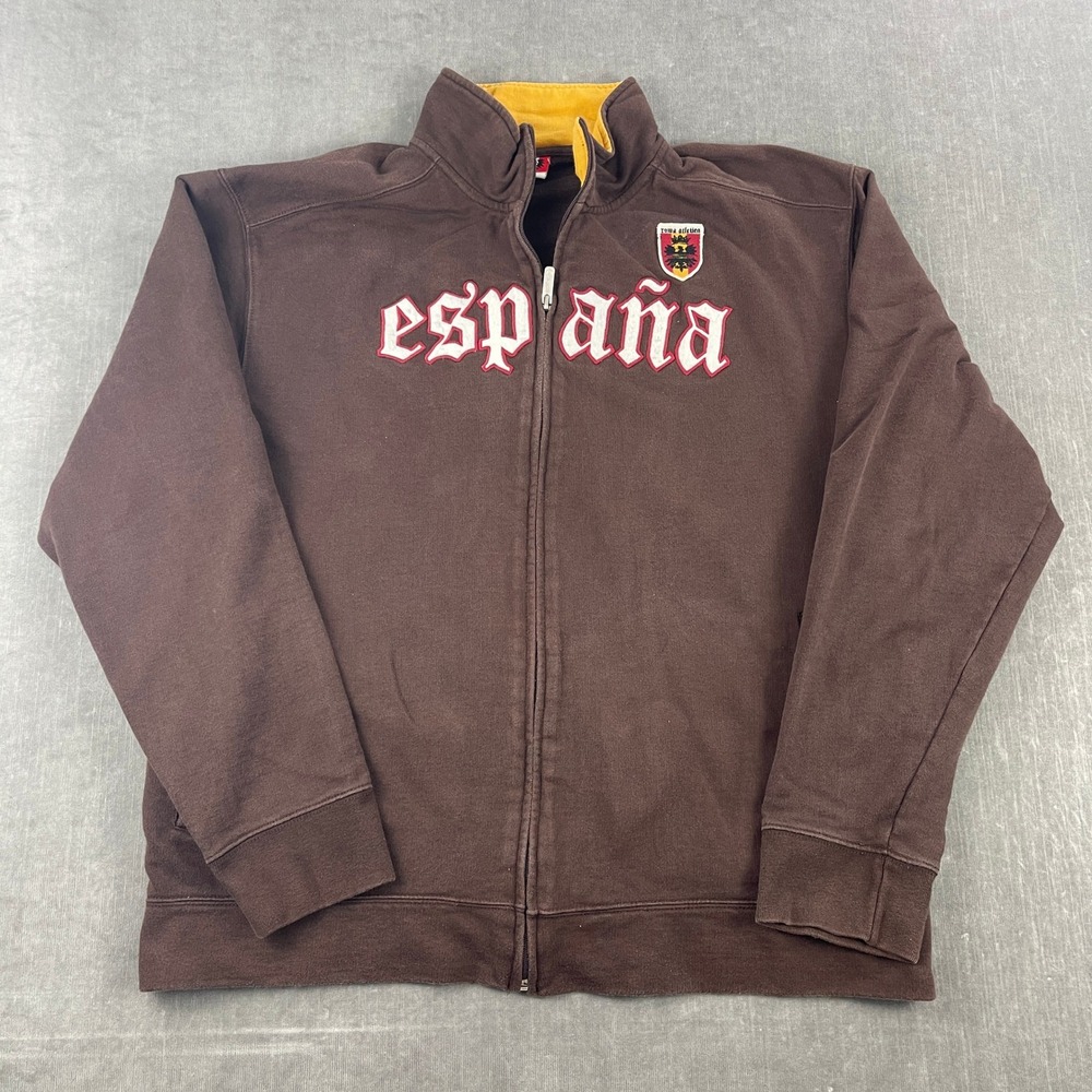 Roma Atletica Mens XXL Brown Espana Full Zip Sweatshirt Jacket Crest